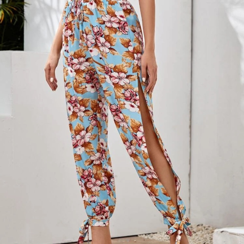 Floral Split Leg Pants